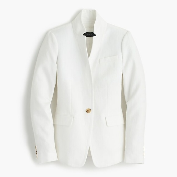 J. Crew White Linen Regent Blazer - Picture 2 of 6